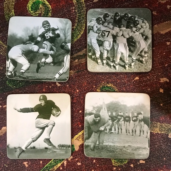 ▪️VINTAGE Pottery Barn Football Coasters - Picture 1 of 7